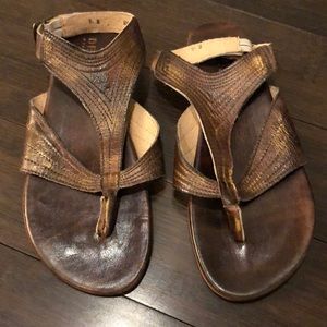 Bed Stu gold flip flops w/ ankle strap. Like new!